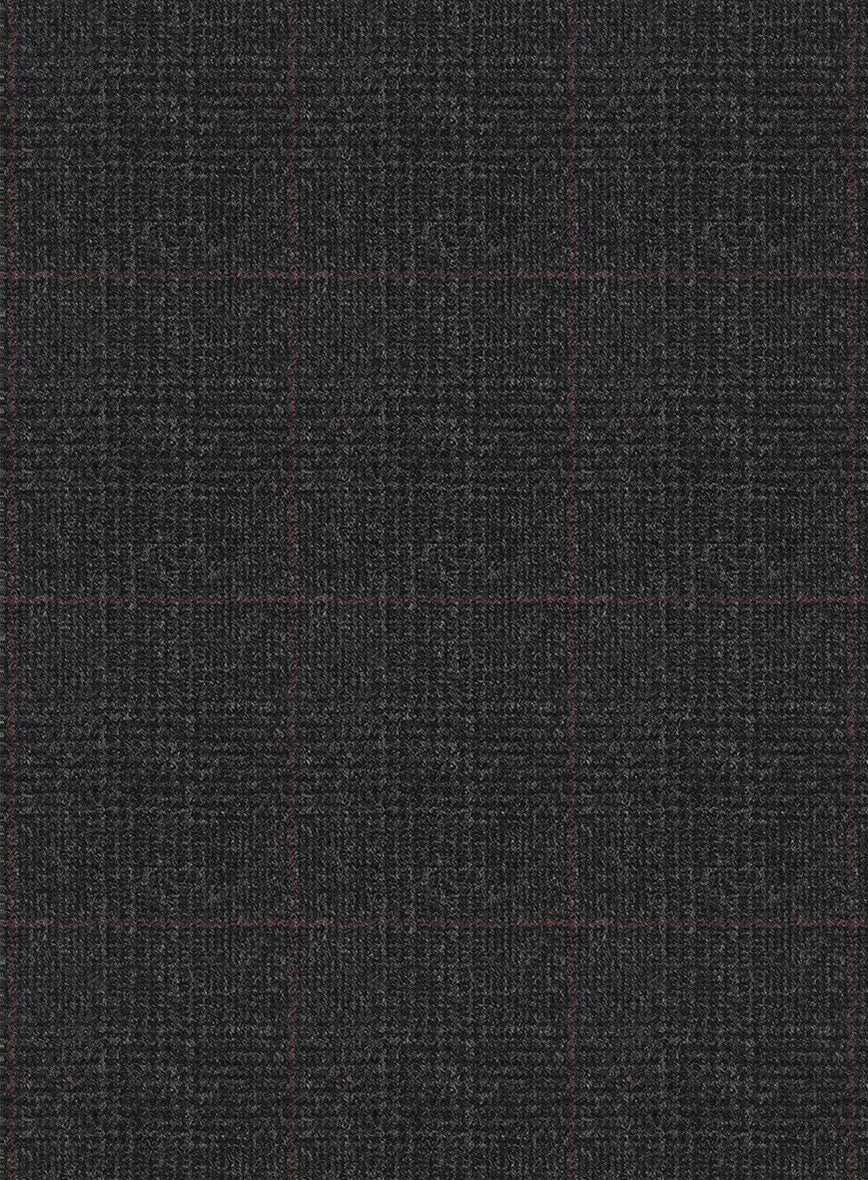 Italian Burta Charcoal Glen Flannel Jacket - StudioSuits