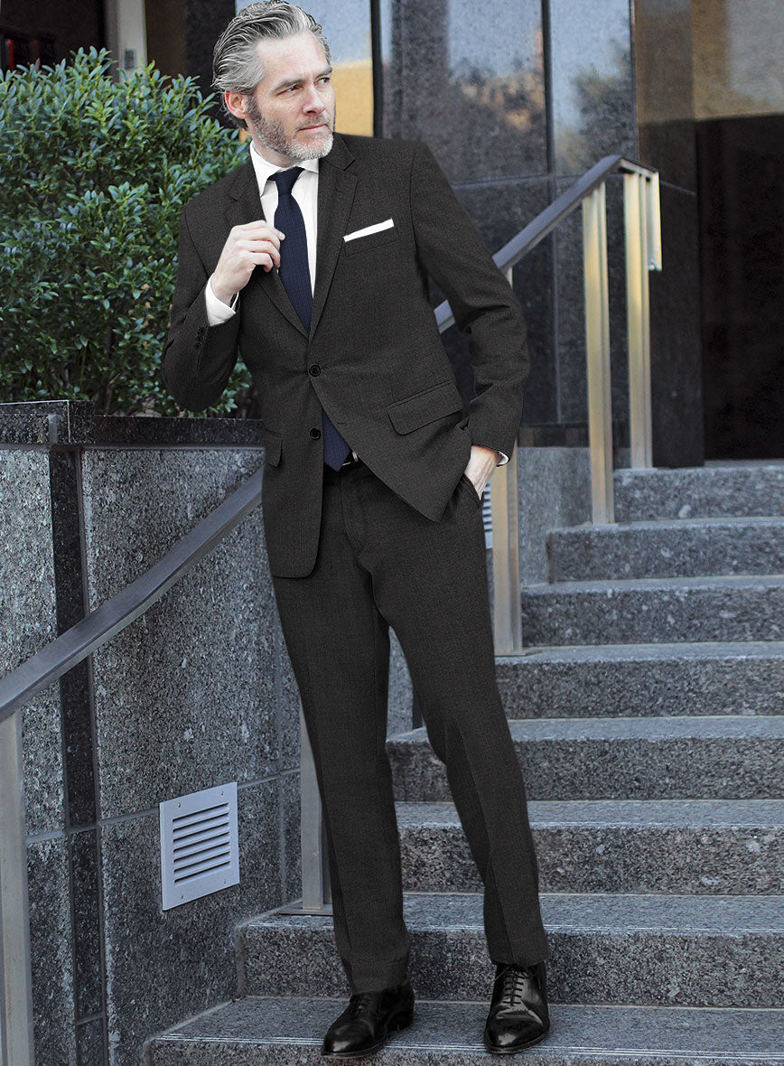 Italian Burta Charcoal Glen Flannel Suit - StudioSuits