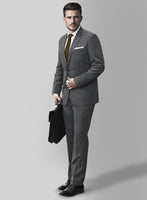 Italian Burta Dark Gray Glen Flannel Suit - StudioSuits