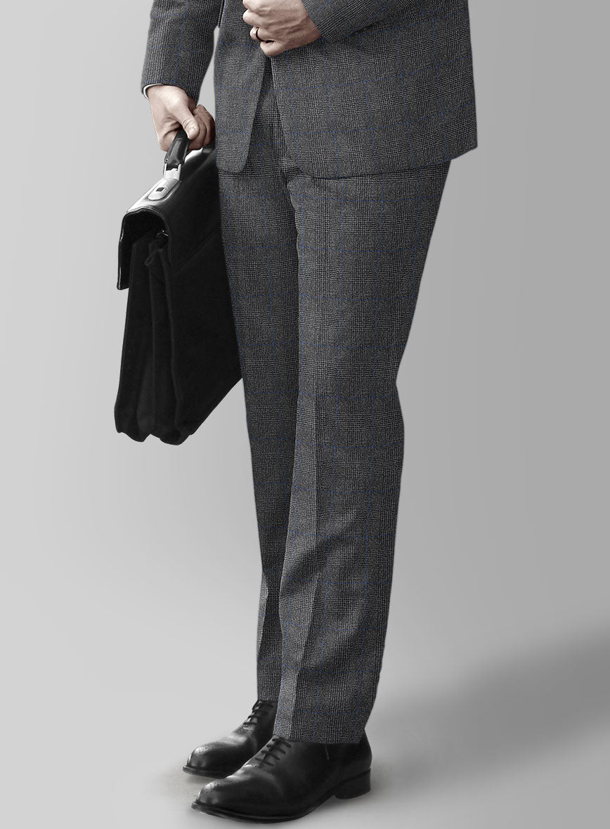 Italian Burta Dark Gray Glen Flannel Suit - StudioSuits