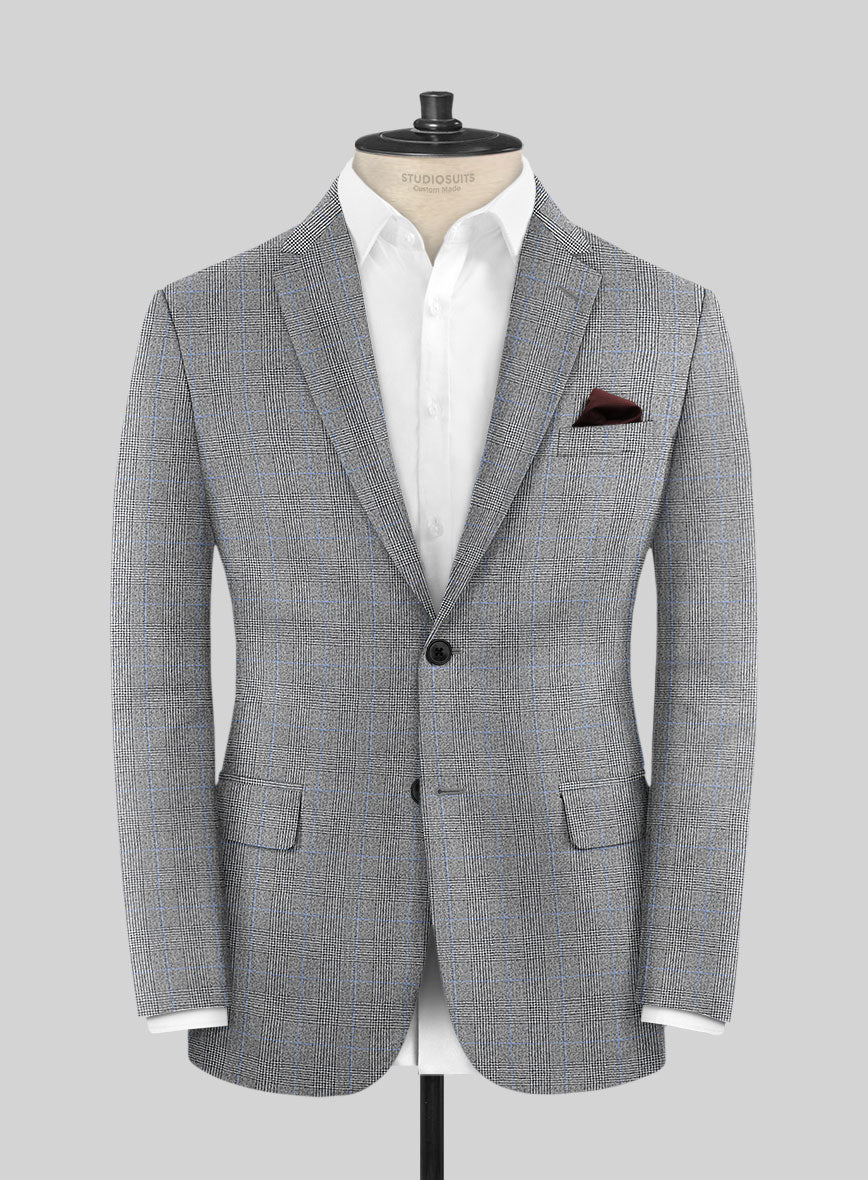 Italian Burta Gray Glen Flannel Jacket - StudioSuits