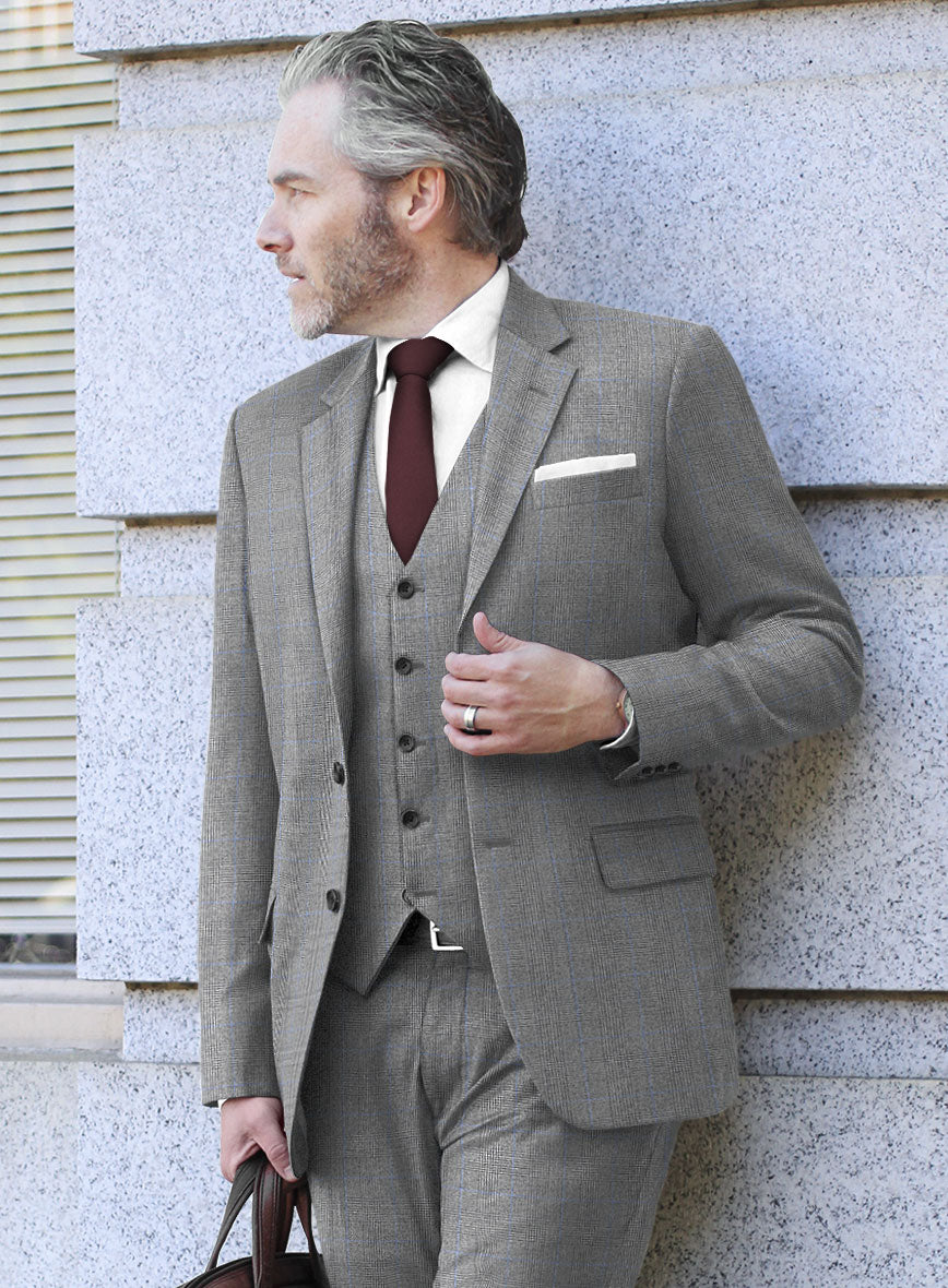 Italian Burta Gray Glen Flannel Jacket - StudioSuits