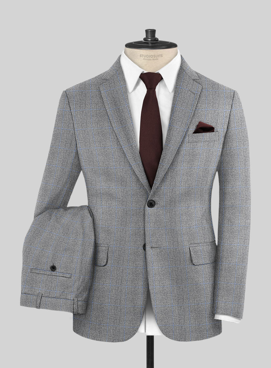 Italian Burta Gray Glen Flannel Suit - StudioSuits