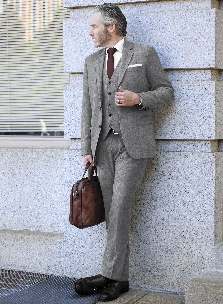 Italian Burta Gray Glen Flannel Suit - StudioSuits