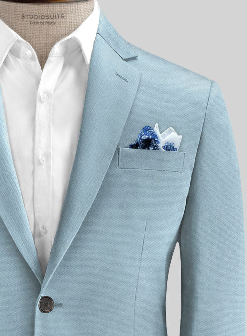 Italian Calm Blue Cotton Jacket - StudioSuits