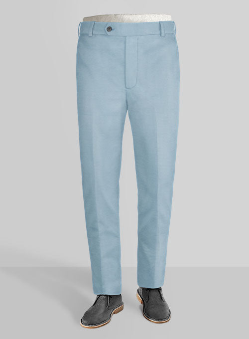 Italian Calm Blue Cotton Pants - StudioSuits