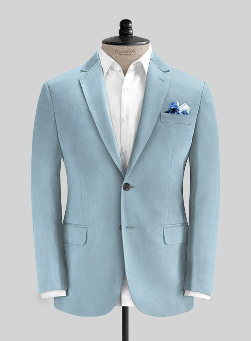 Italian Calm Blue Cotton Suit - StudioSuits