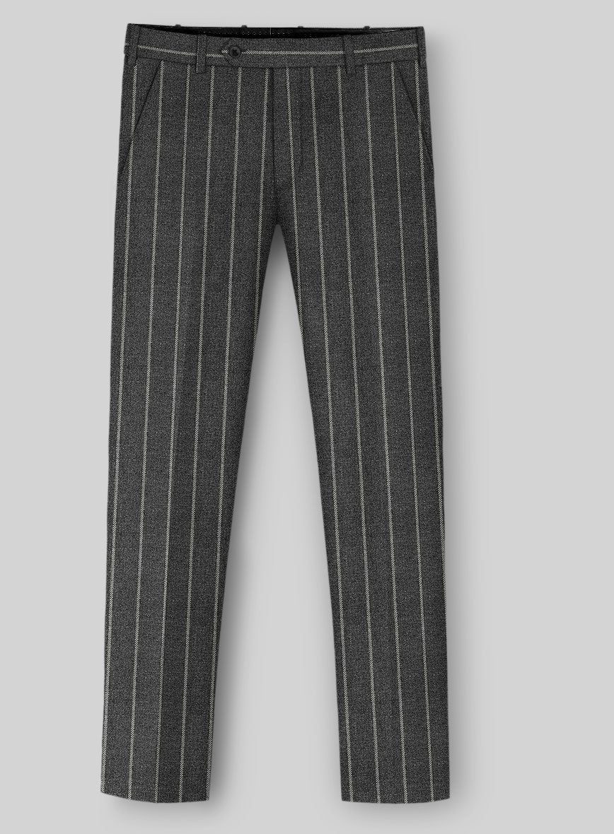 Italian Carbonridge Rope Stripe Tweed Pants - StudioSuits