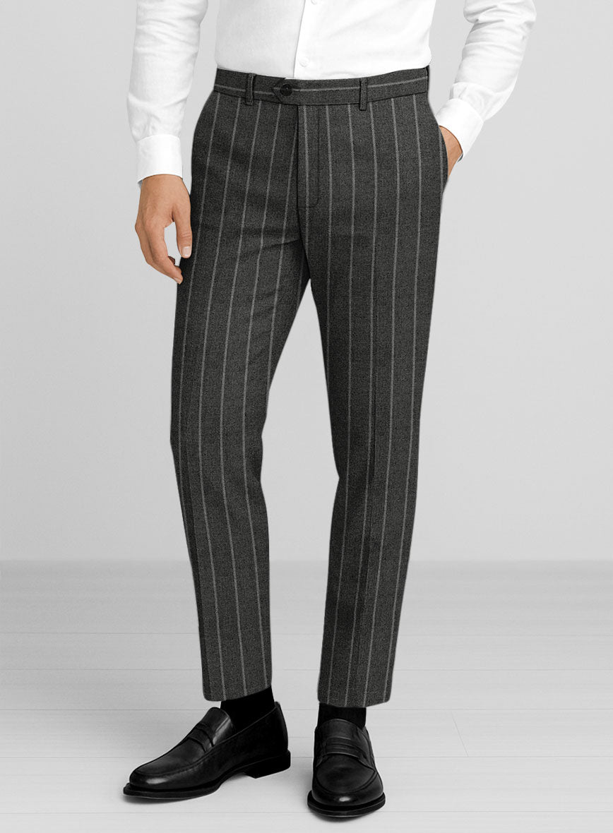 Italian Carbonridge Rope Stripe Tweed Pants - StudioSuits