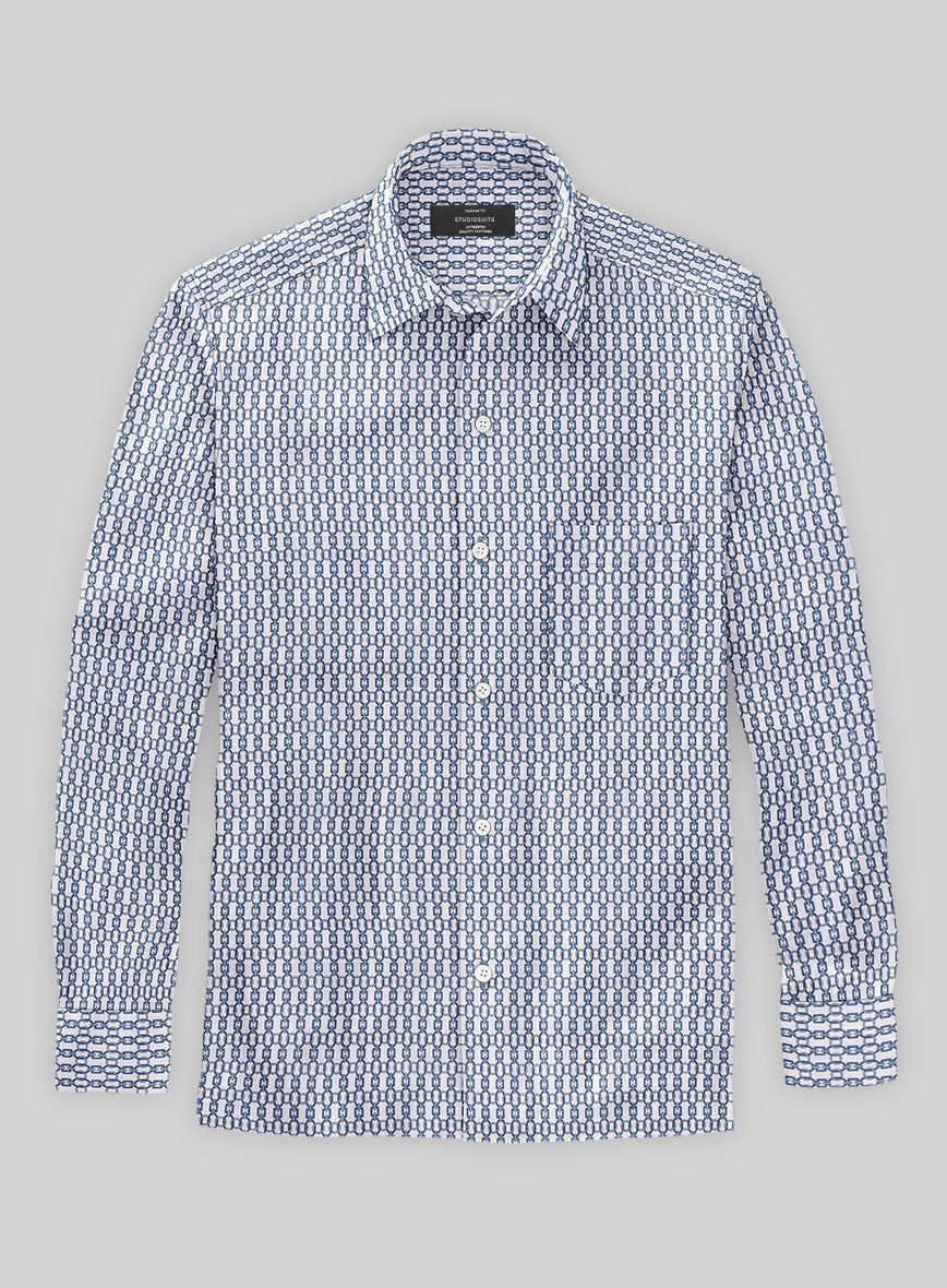 Italian Catena Blue Summer Linen Shirt - StudioSuits