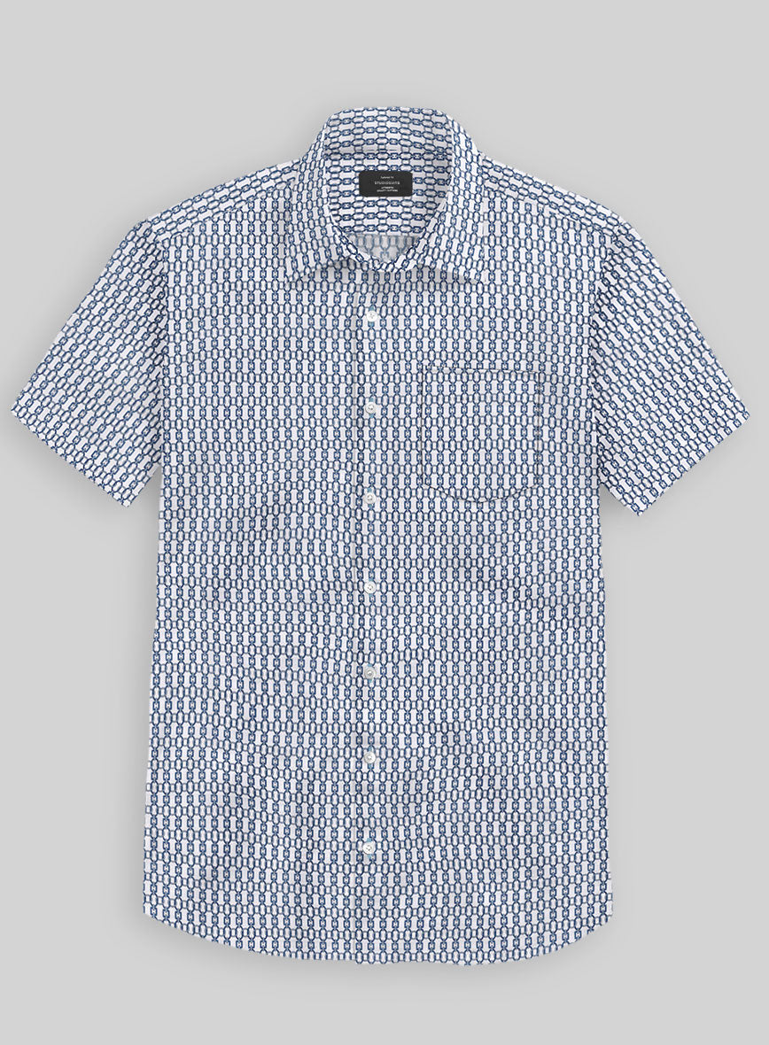 Italian Catena Blue Summer Linen Shirt - StudioSuits