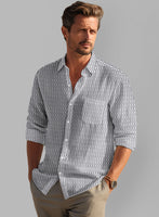 Italian Catena Gray Summer Linen Shirt - StudioSuits