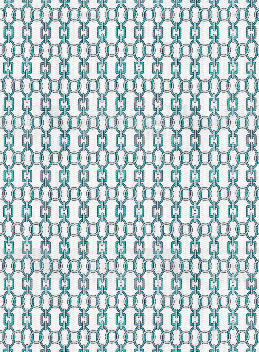 Italian Catena Turquoise Blue Summer Linen Shirt - StudioSuits