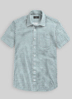 Italian Catena Turquoise Blue Summer Linen Shirt - StudioSuits