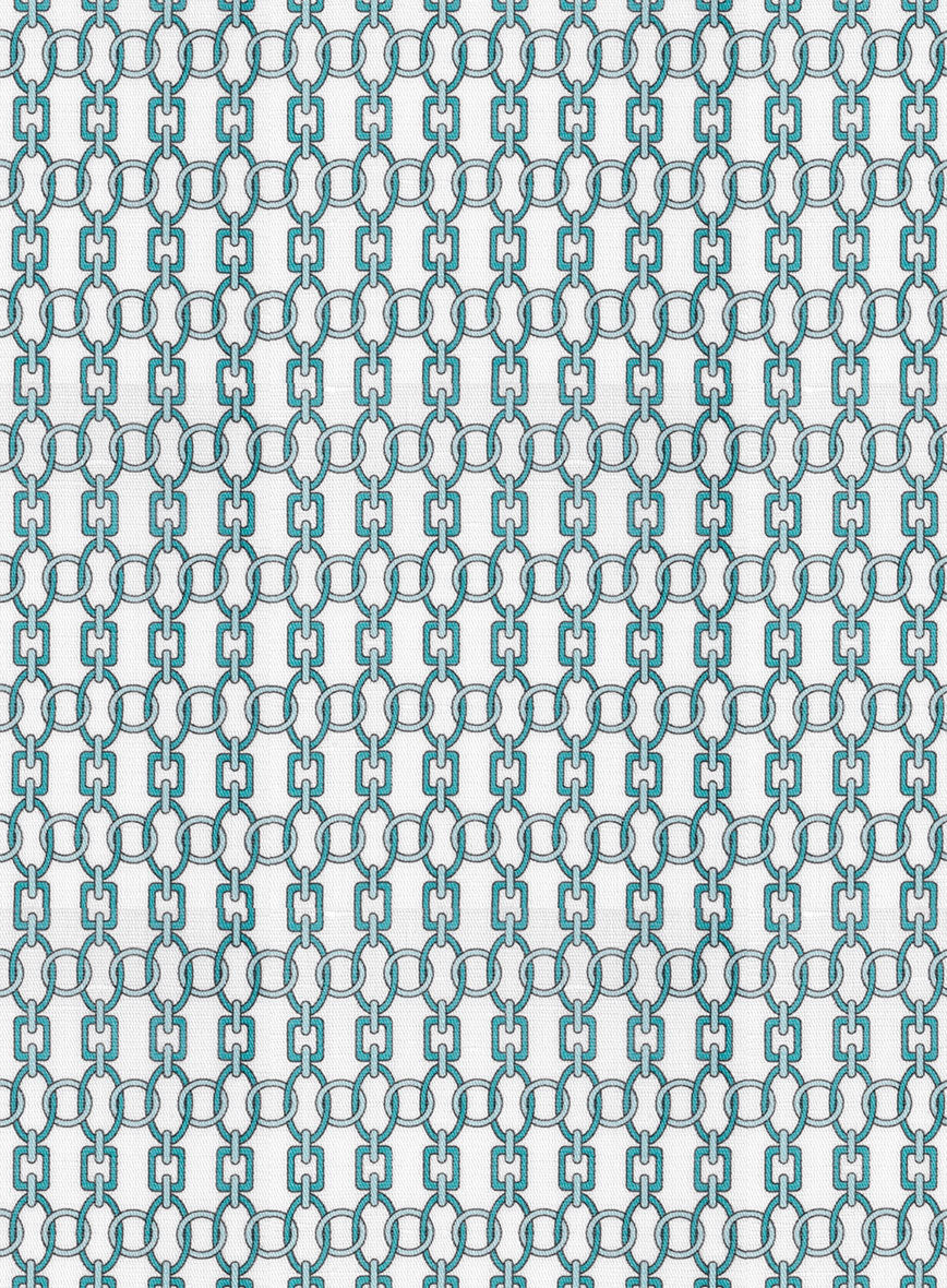 Italian Catena Turquoise Blue Summer Linen Shirt - StudioSuits