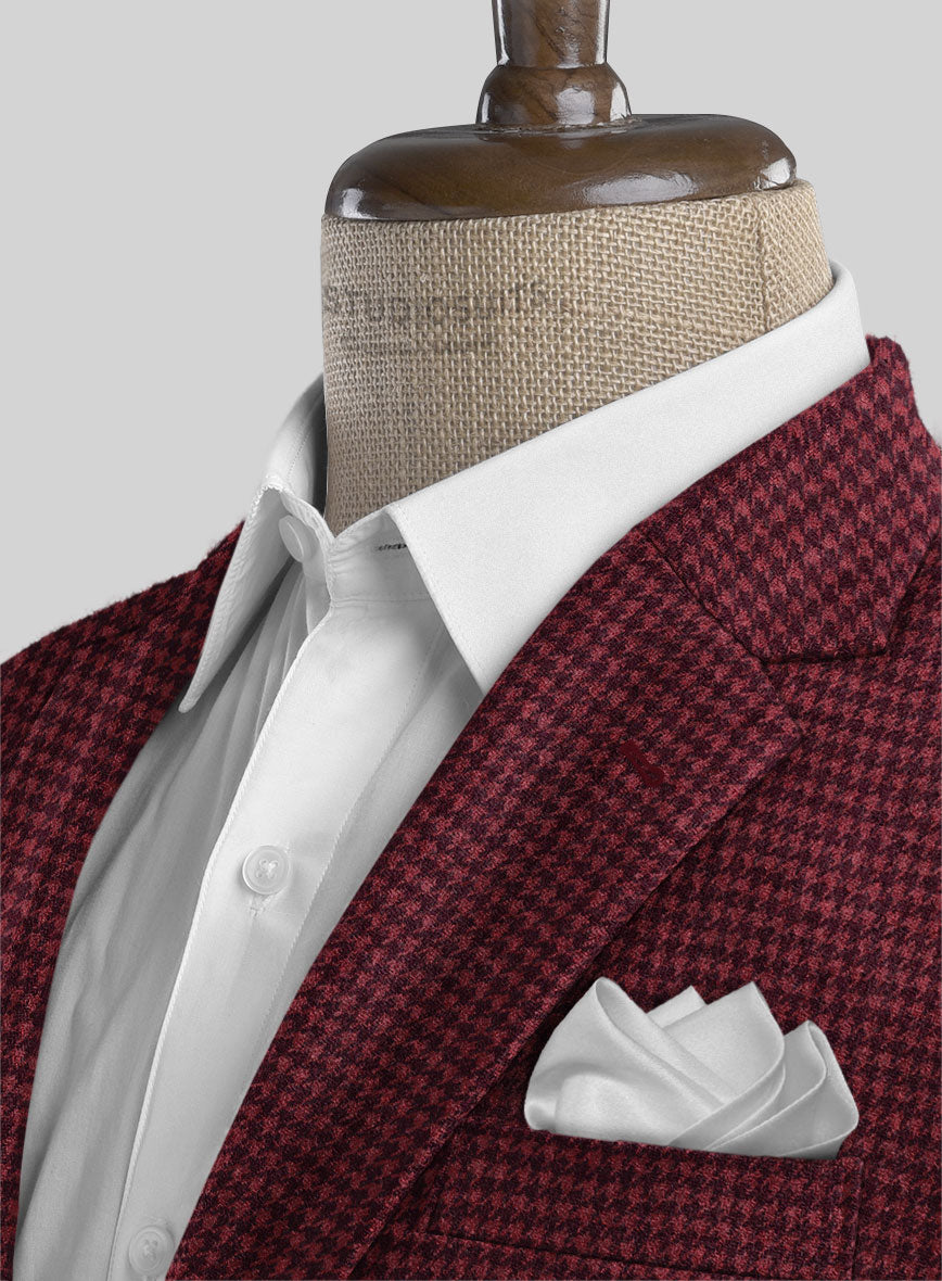 Italian Cerise Houndstooth Tweed Suit - StudioSuits