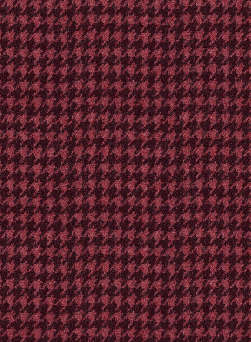 Italian Cerise Houndstooth Tweed Suit - StudioSuits
