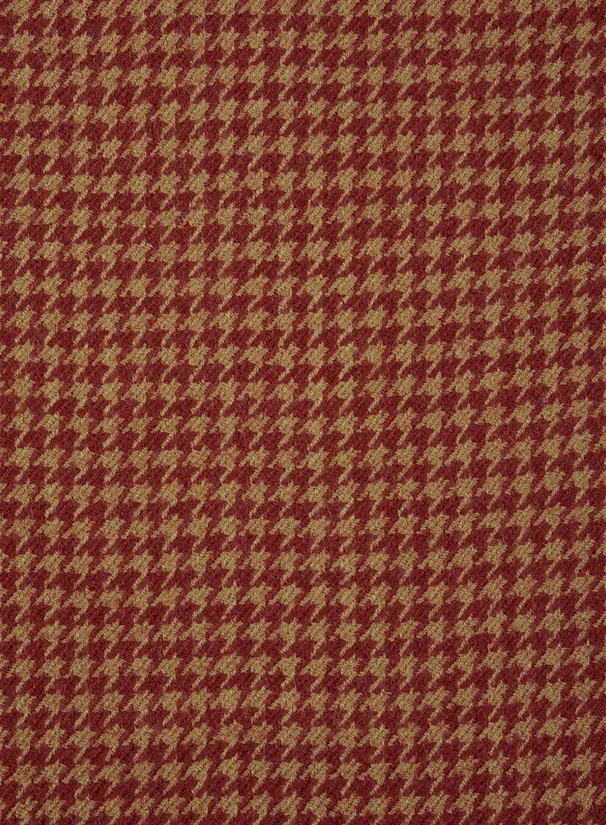 Italian Chestnut Red Houndstooth Tweed Pants - StudioSuits