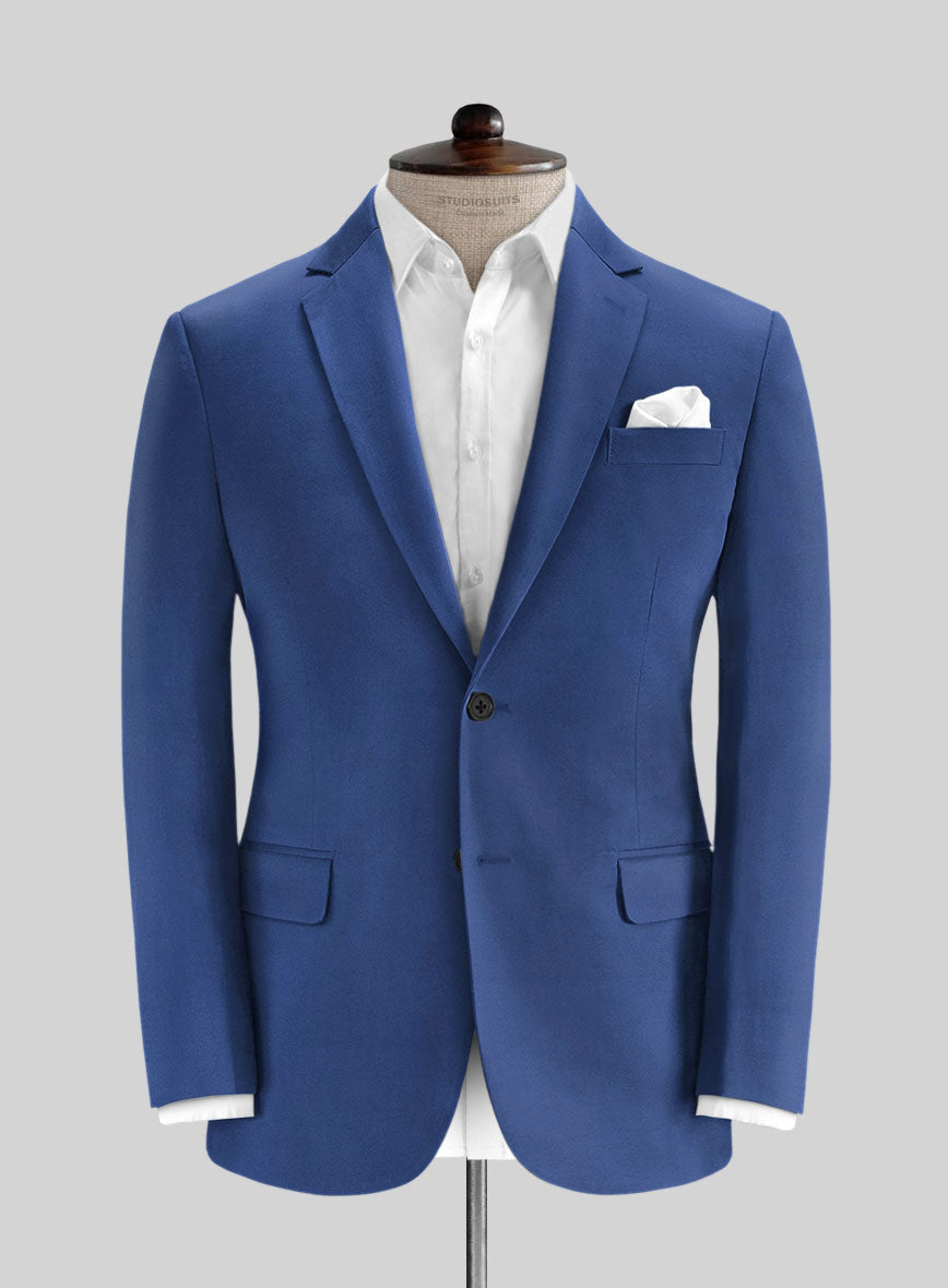 Italian Cobalt Blue Cotton Jacket - StudioSuits