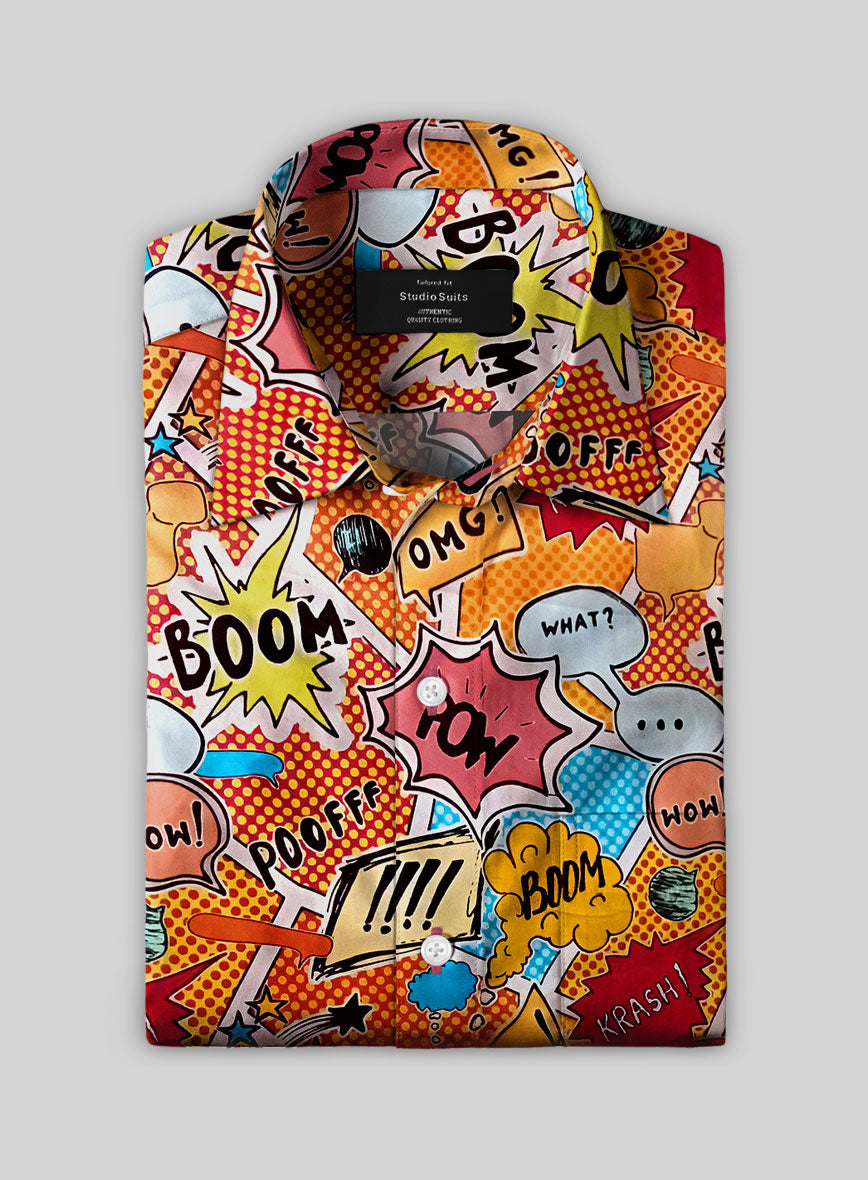 Italian Cotton Comic Boom Shirt - StudioSuits