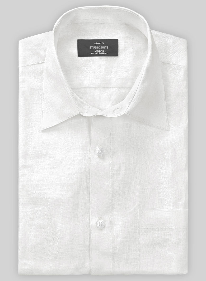 Italian Cotton Linen Tuia White Shirt - StudioSuits