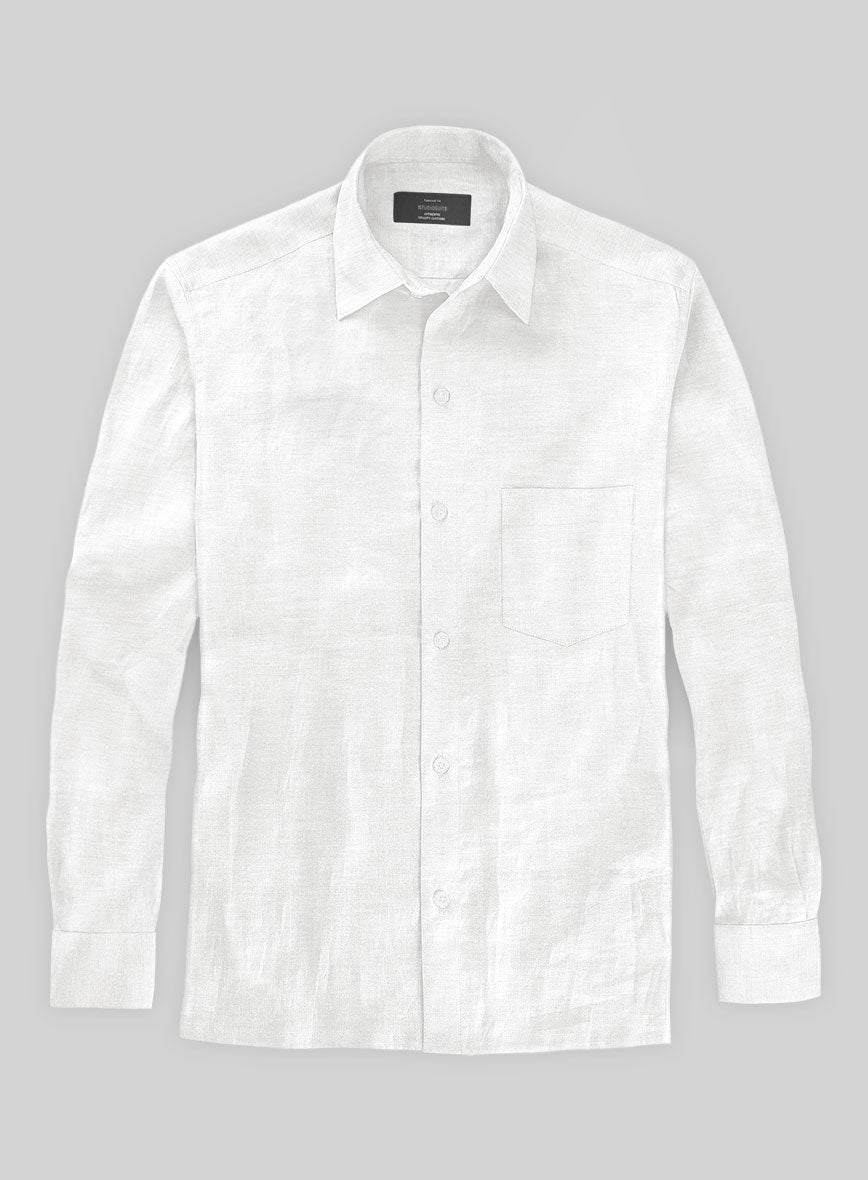 Italian Cotton Linen Tuia White Shirt - StudioSuits