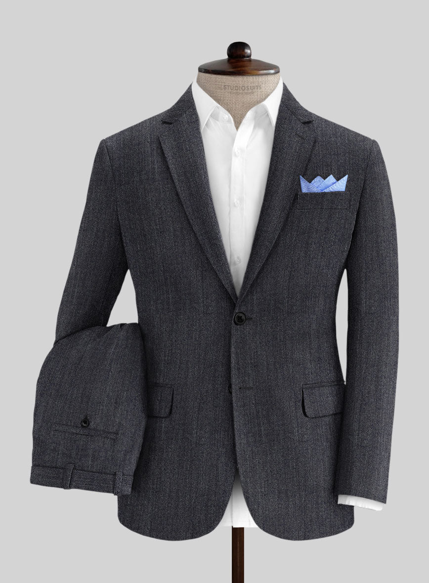 Italian Cotton Lycra Denim Blue Suit - StudioSuits
