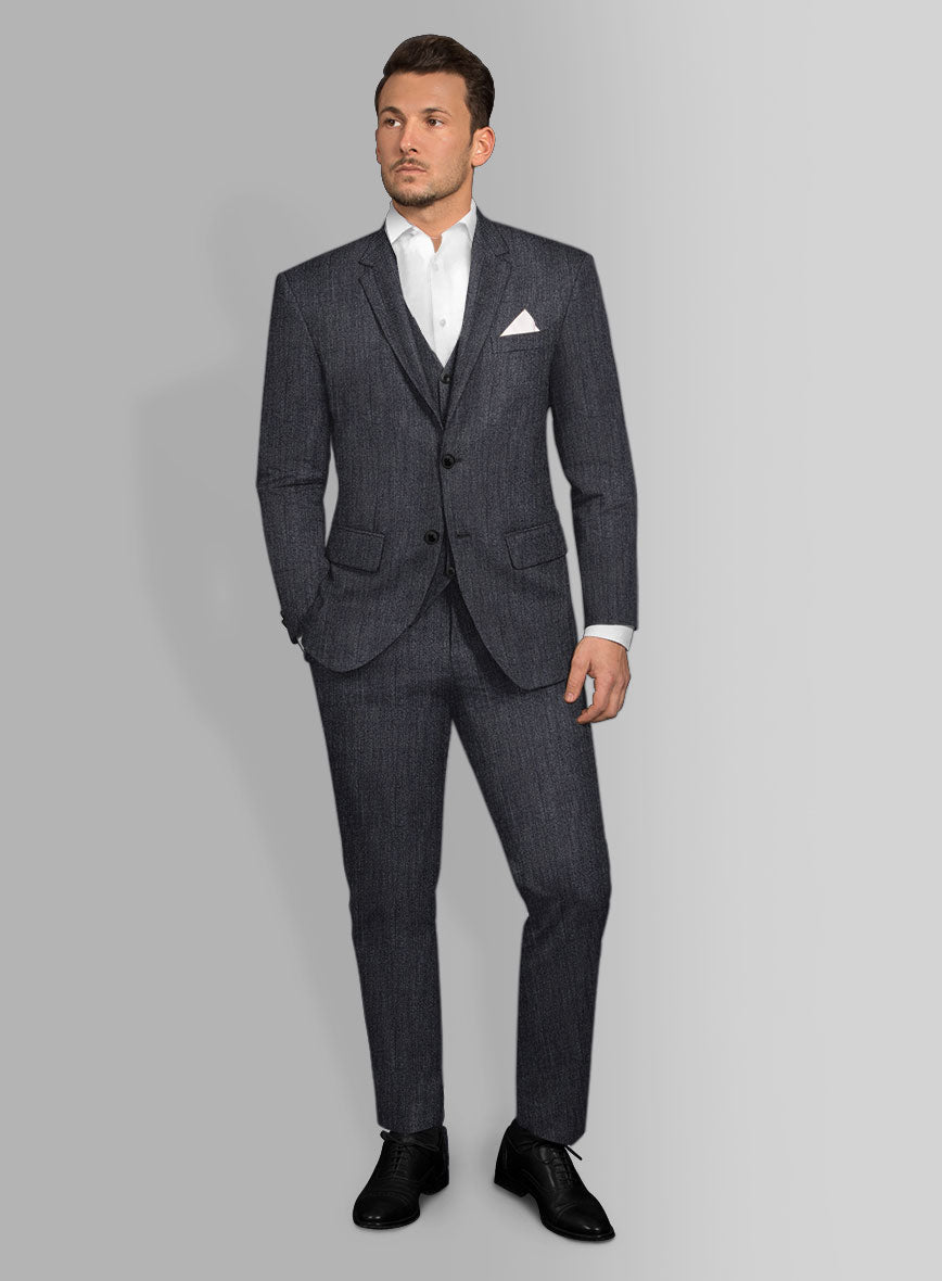 Italian Cotton Lycra Denim Blue Suit - StudioSuits