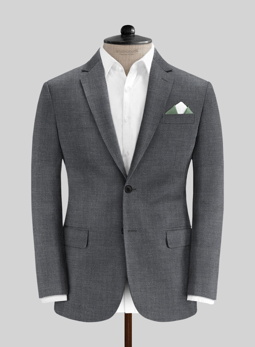 Italian Cotton Lycra Denim Gray Blue Jacket - StudioSuits