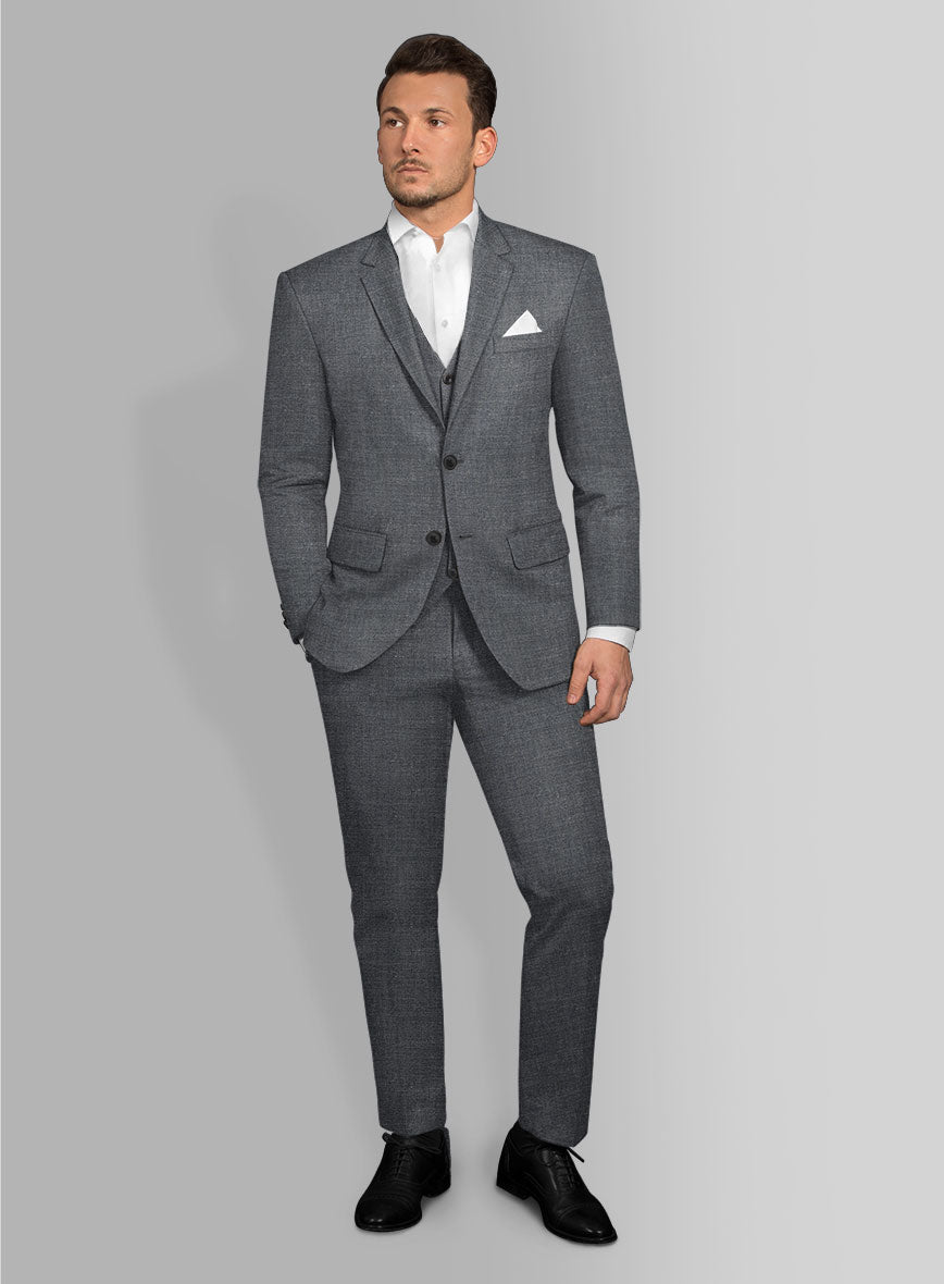 Italian Cotton Lycra Denim Gray Blue Suit - StudioSuits