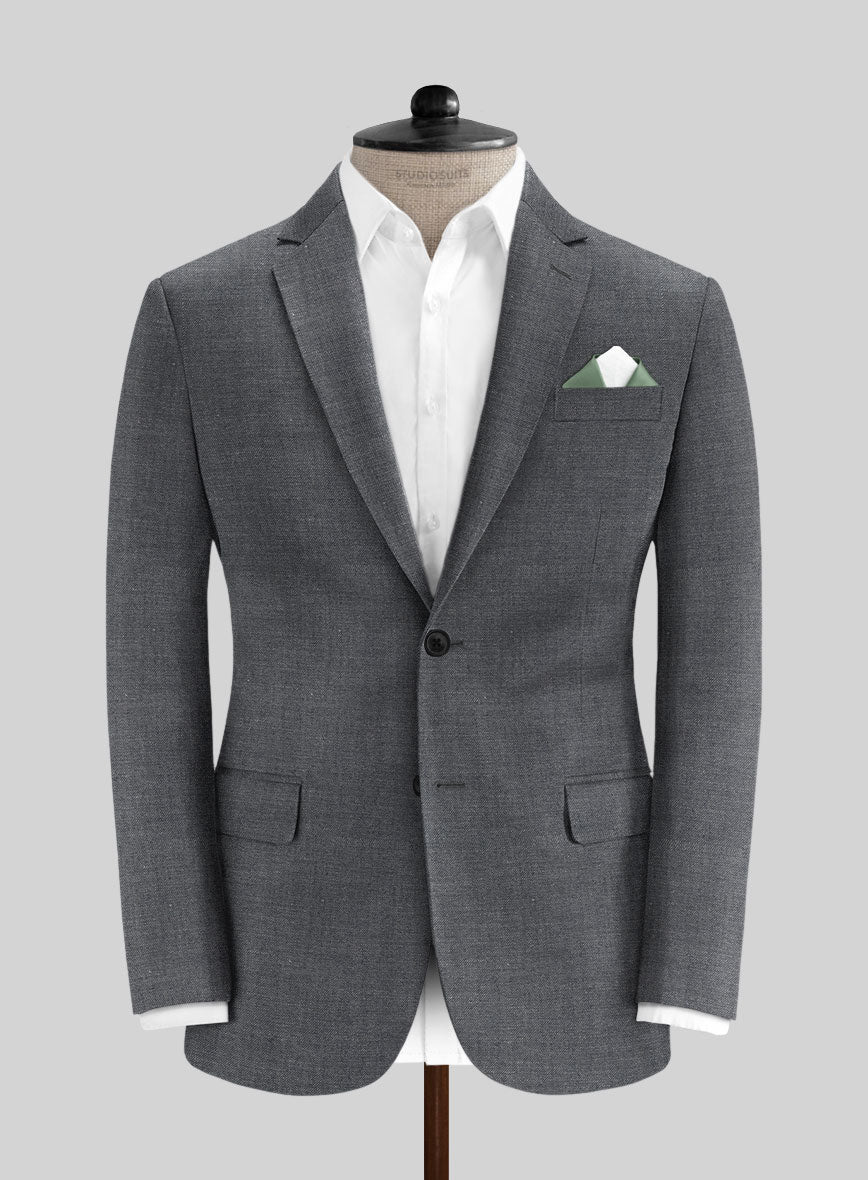 Italian Cotton Lycra Denim Gray Blue Suit - StudioSuits
