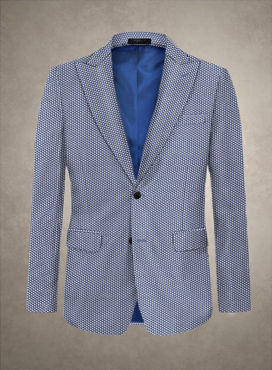 Italian Cotton Stretch Blu Mistrale Jacket - StudioSuits