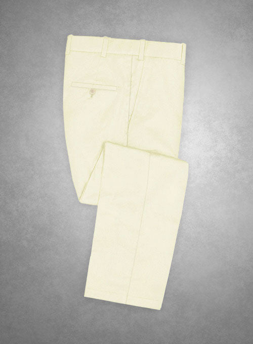 Italian Cream Cotton Stretch Pants - StudioSuits
