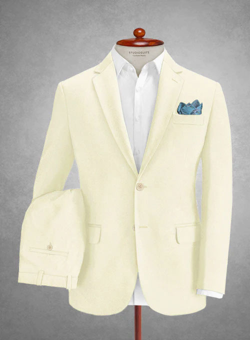 Italian Cream Cotton Stretch Suit - StudioSuits
