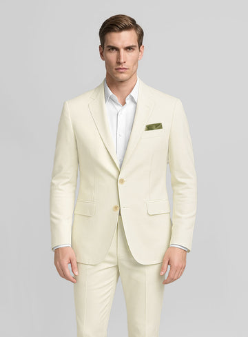 Italian Cream Cotton Stretch Suit - StudioSuits