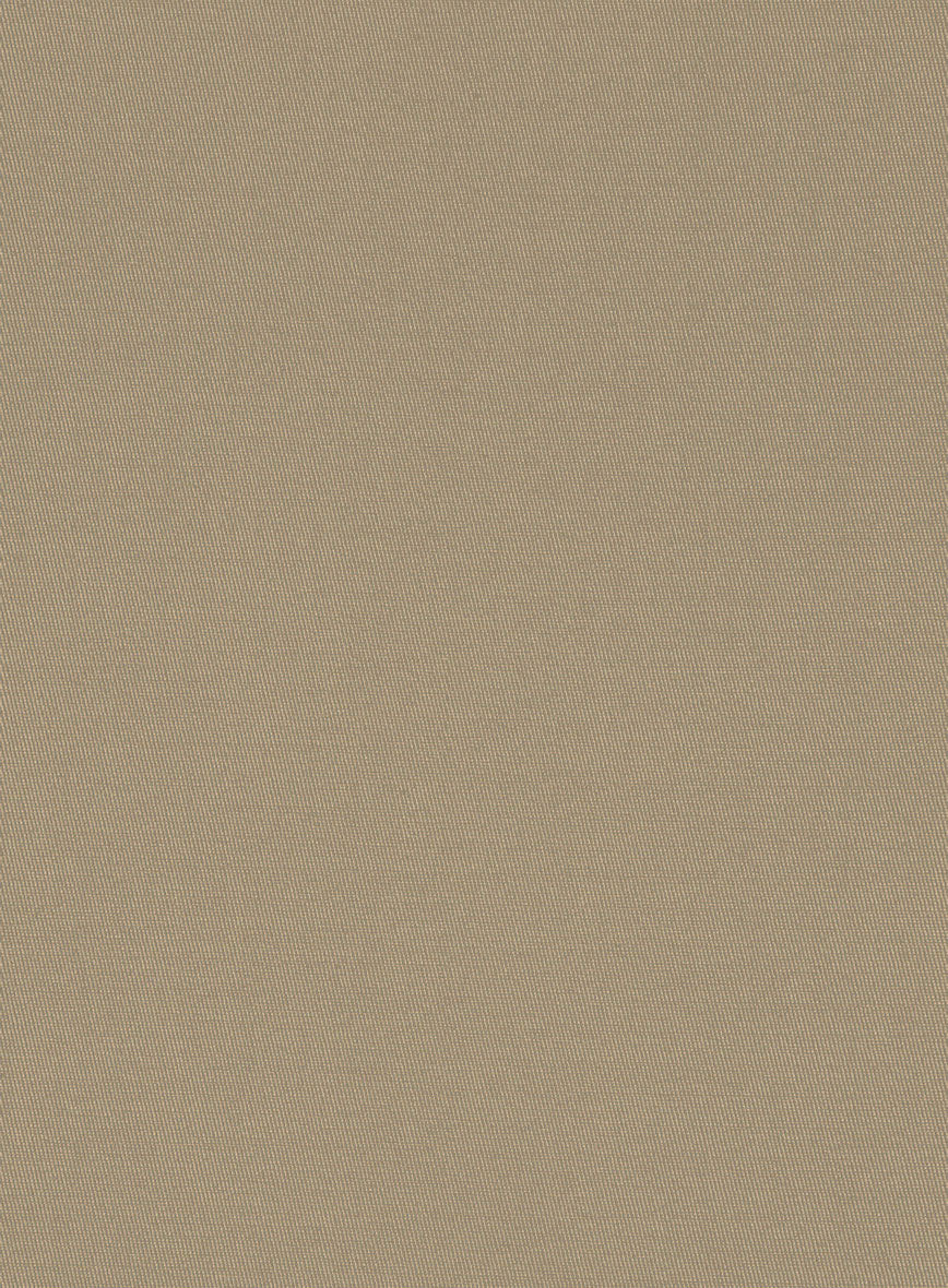 Italian Dark Beige Cotton Stretch Pants - StudioSuits