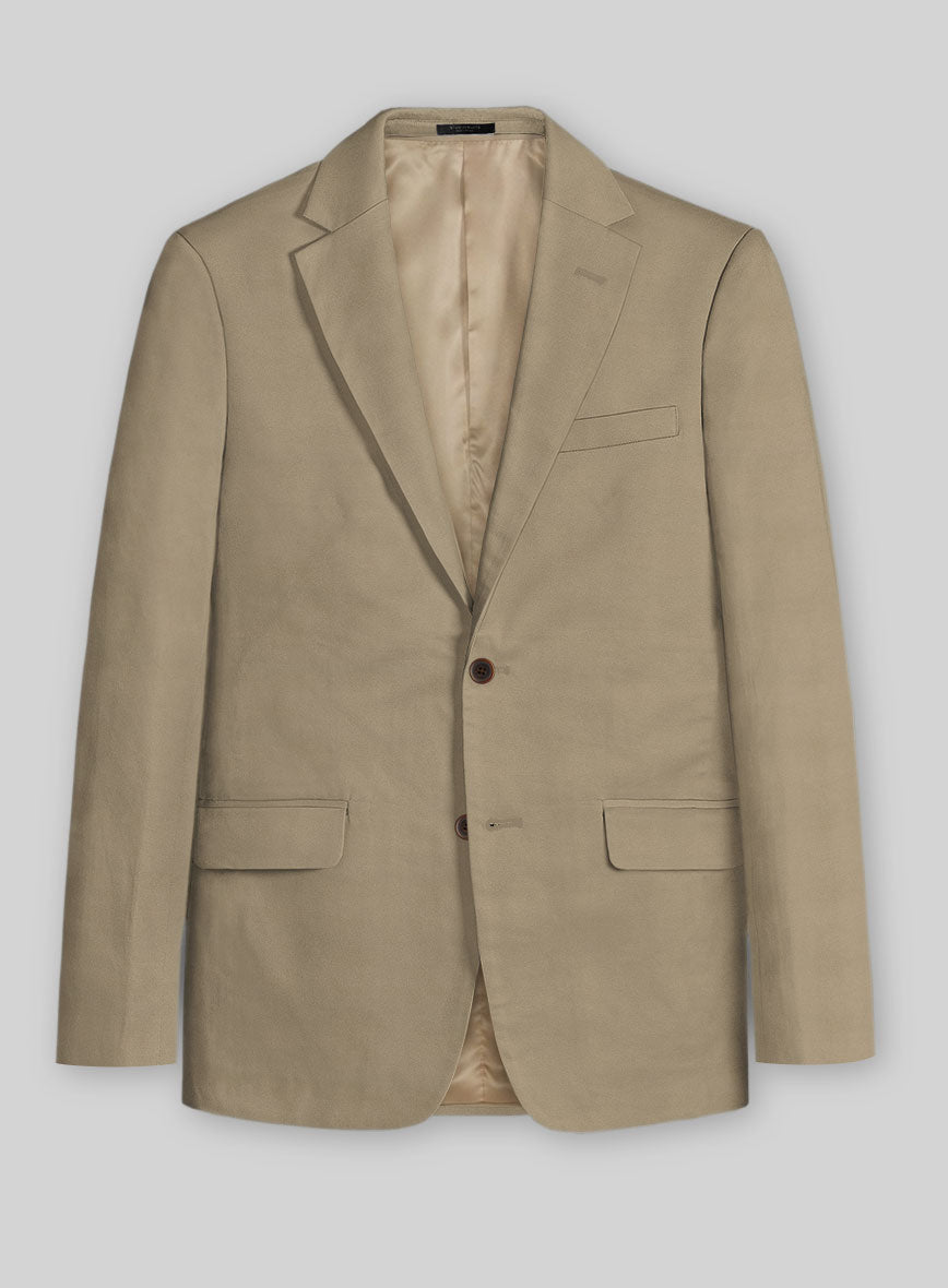 Italian Dark Beige Cotton Stretch Jacket - StudioSuits