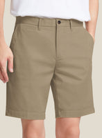 Italian Dark Beige Cotton Stretch Shorts - StudioSuits