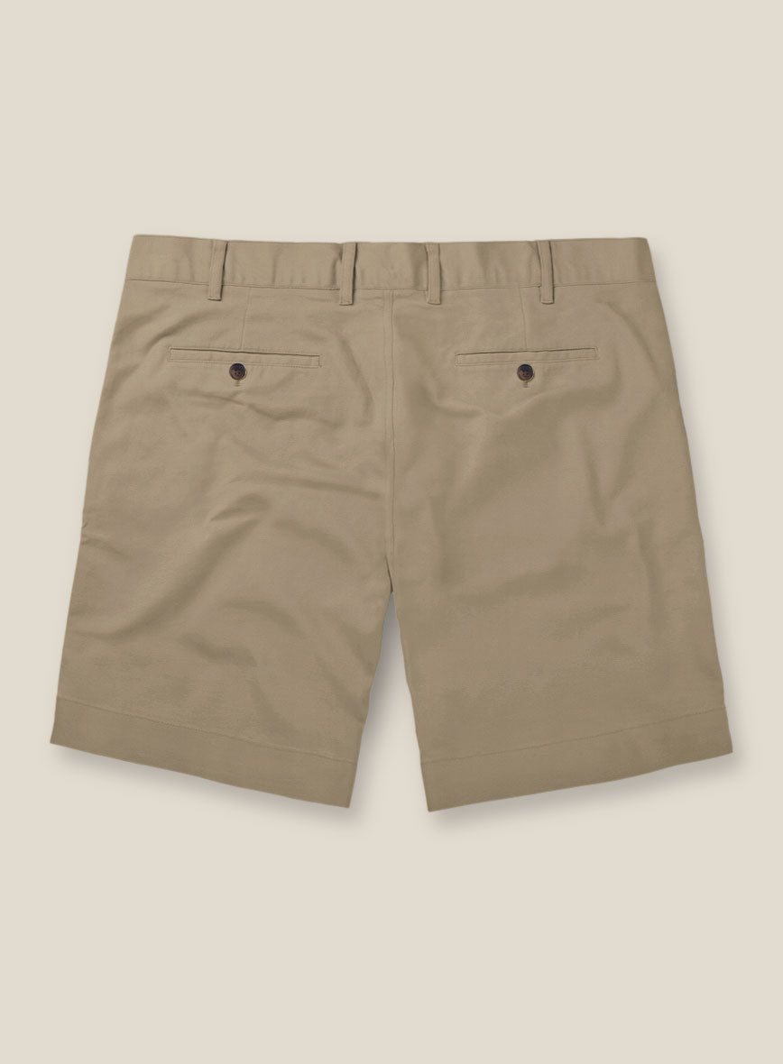 Men's Italian Dark Beige Cotton Stretch Shorts by StudioSuits Men's Italian Dark Beige Cotton Stretch Shorts by StudioSuits