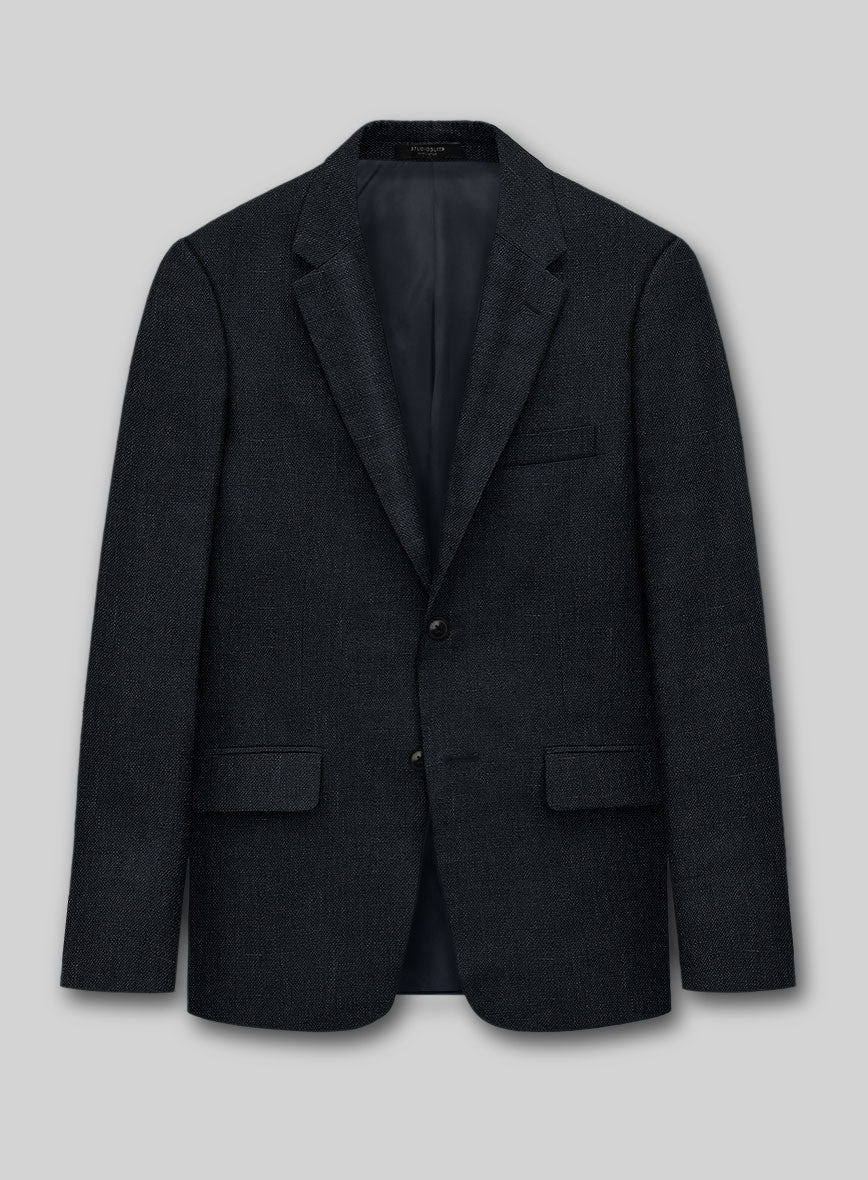 Italian Dark Blue Linen Jacket - StudioSuits