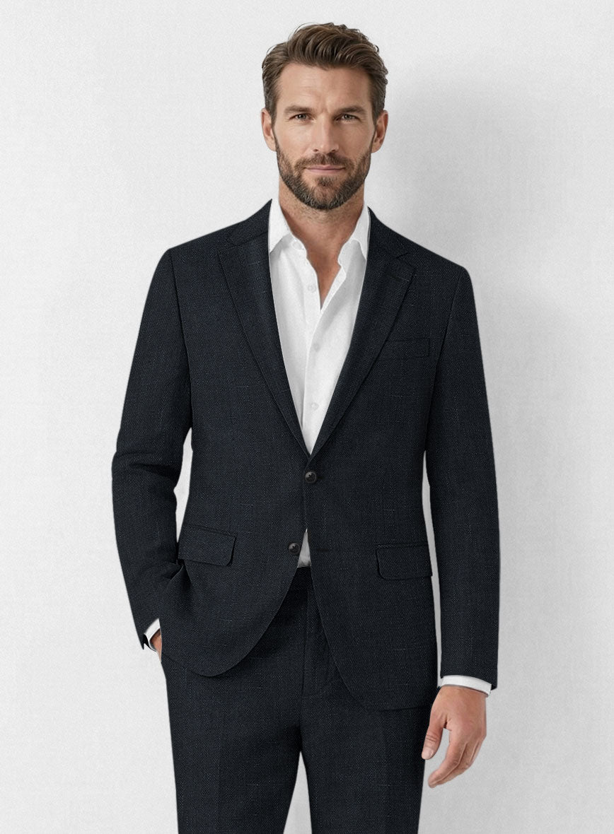 Italian Dark Blue Linen Jacket - StudioSuits