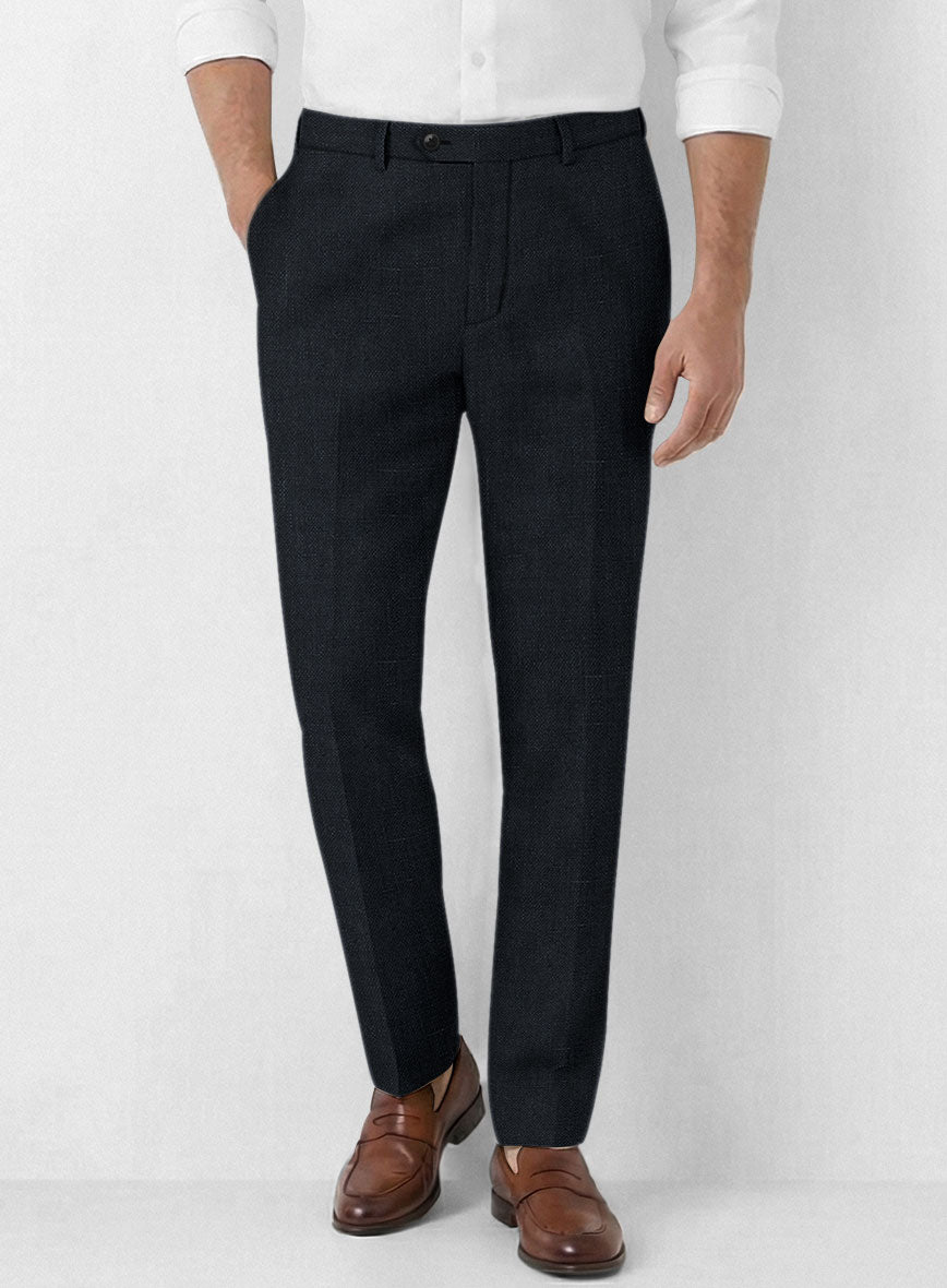 Italian Dark Blue Linen Pants - StudioSuits