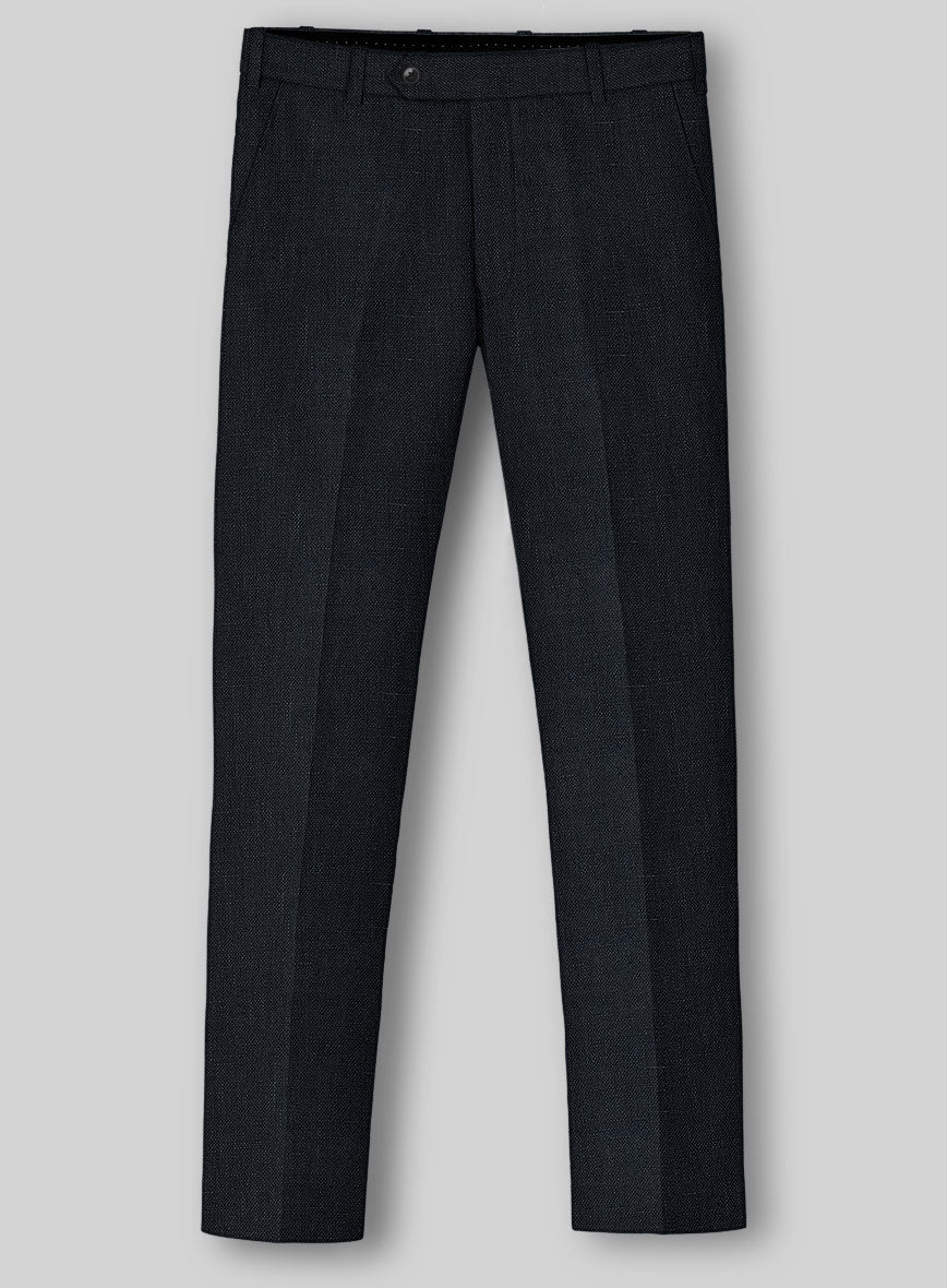 Italian Dark Blue Linen Pants - StudioSuits