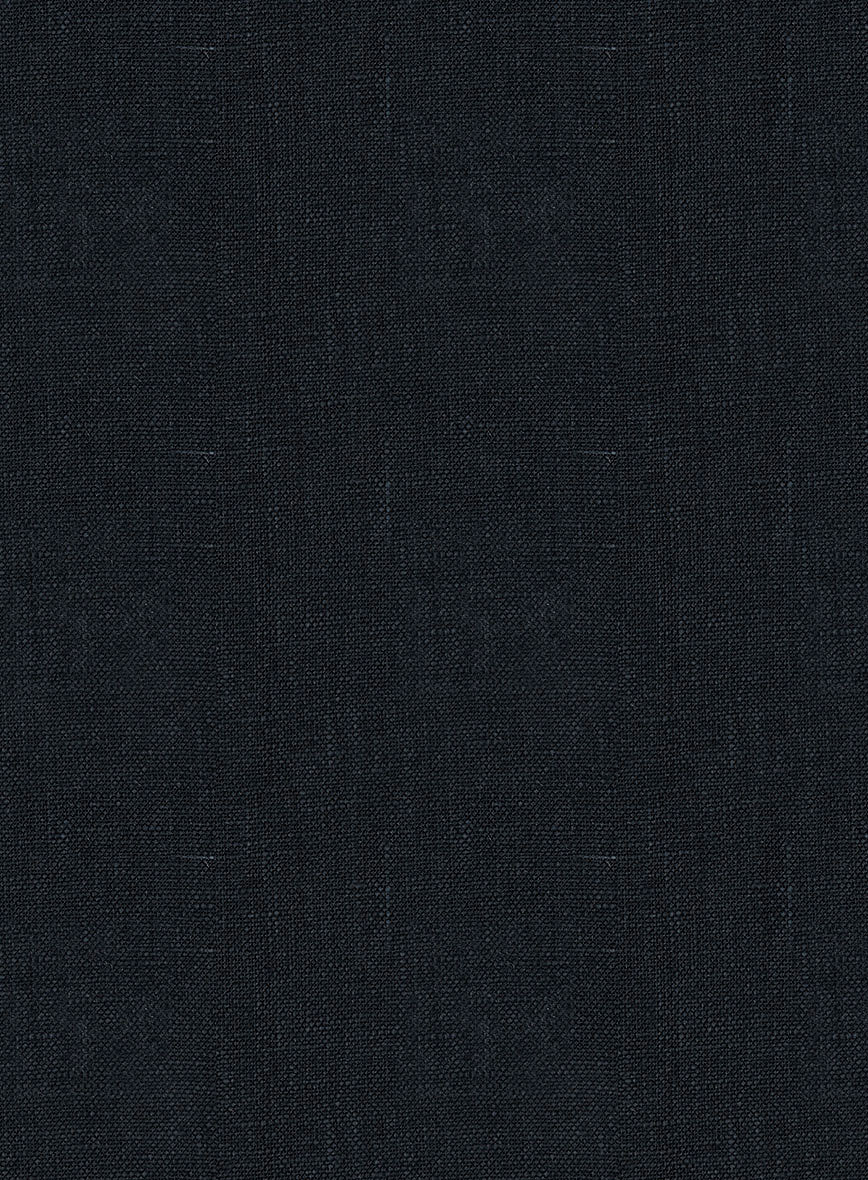 Italian Dark Blue Linen Pants - StudioSuits