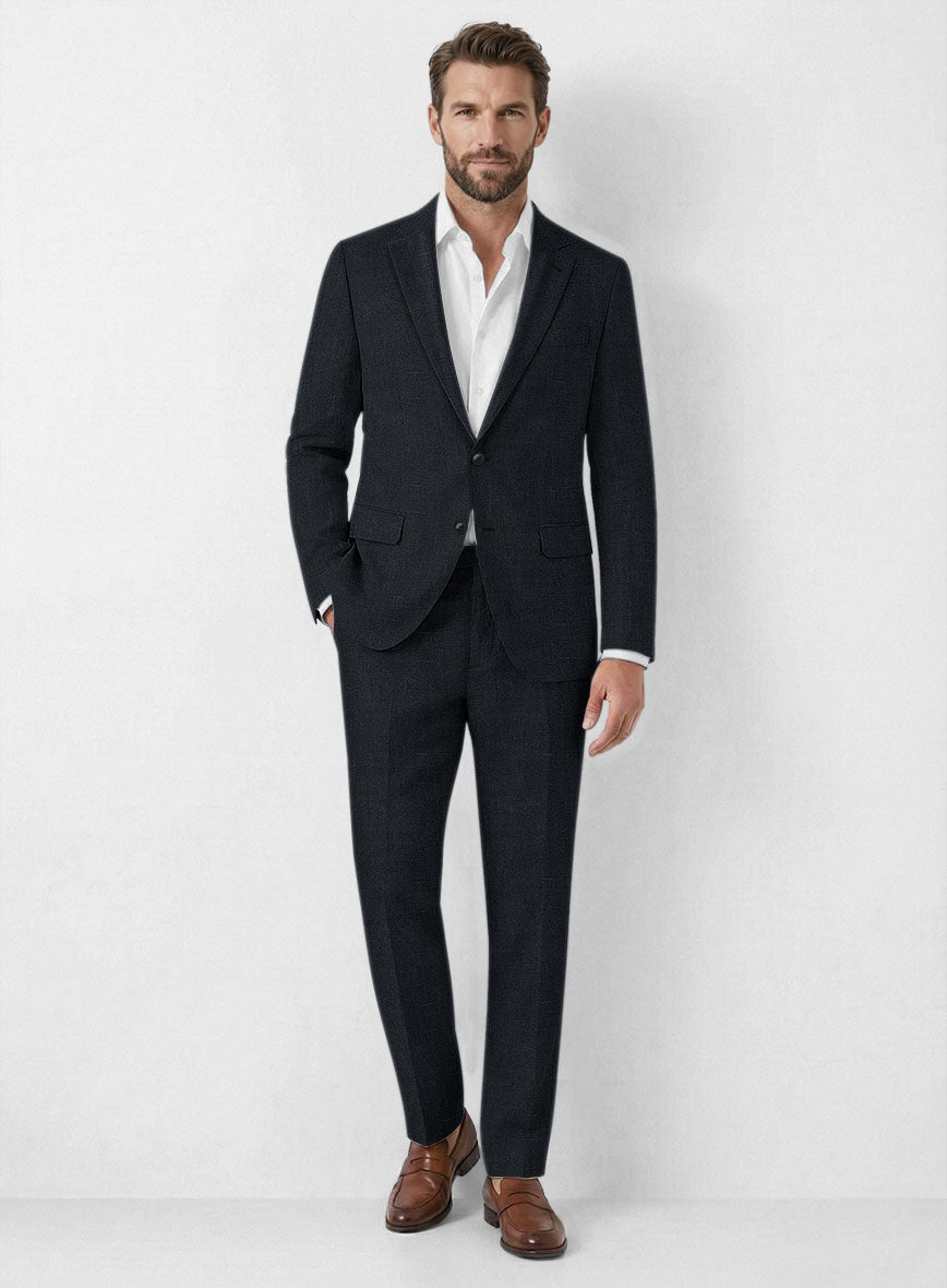 Italian Dark Blue Linen Suit - StudioSuits
