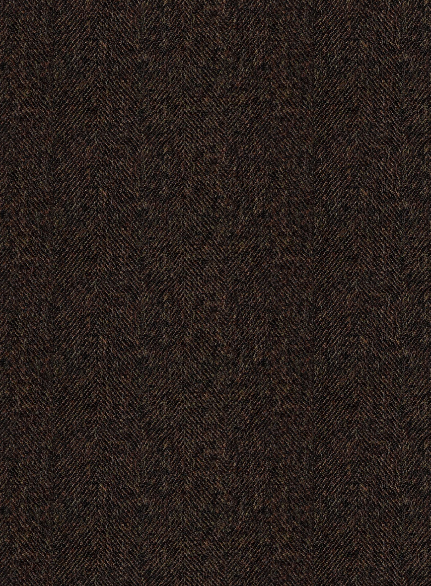 Italian Dark Brown Herringbone Flannel Jacket - StudioSuits