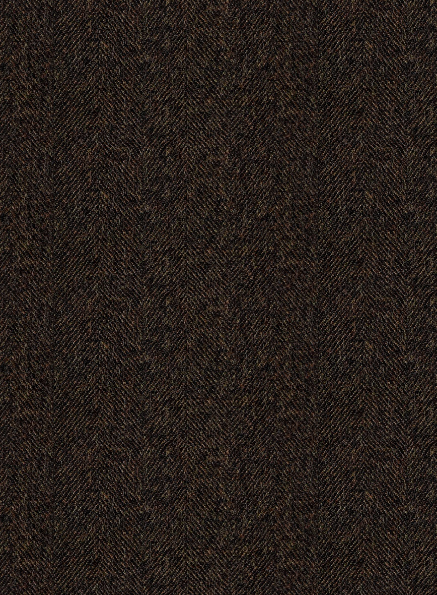 Italian Dark Brown Herringbone Flannel Pants - StudioSuits