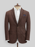 Italian Dark Brown Houndstooth Tweed Jacket - StudioSuits