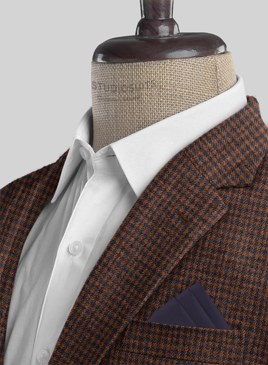 Italian Dark Brown Houndstooth Tweed Jacket - StudioSuits