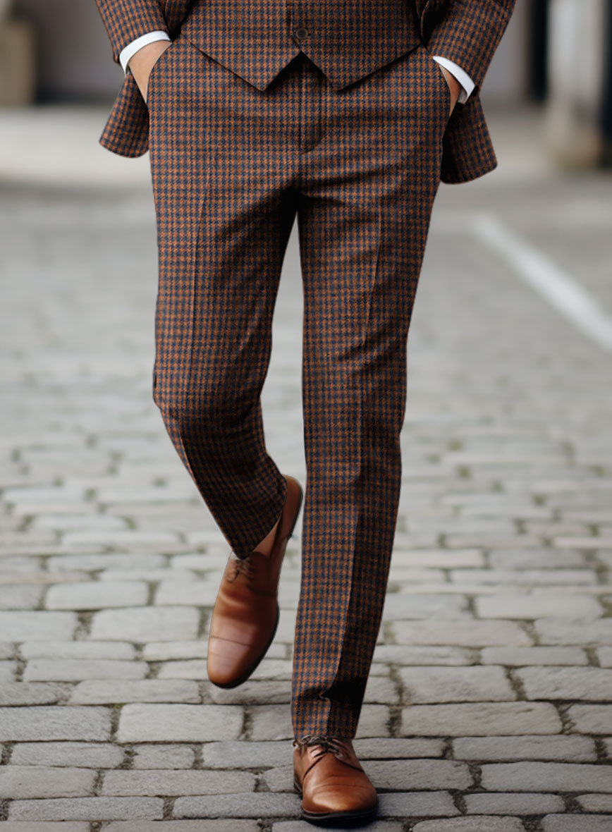 Italian Dark Brown Houndstooth Tweed Suit - StudioSuits